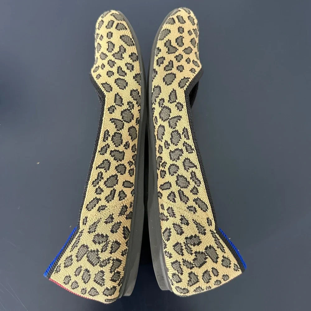 Rothy's The Flat Spotted Leopard Round Toe Ballet Flats Women's 7.5 Animal Print